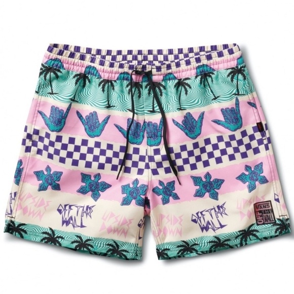 Vans x Stranger ThingsCalifornia Stripe Volley Pink - Shorts Men small - Picture 2 of 6